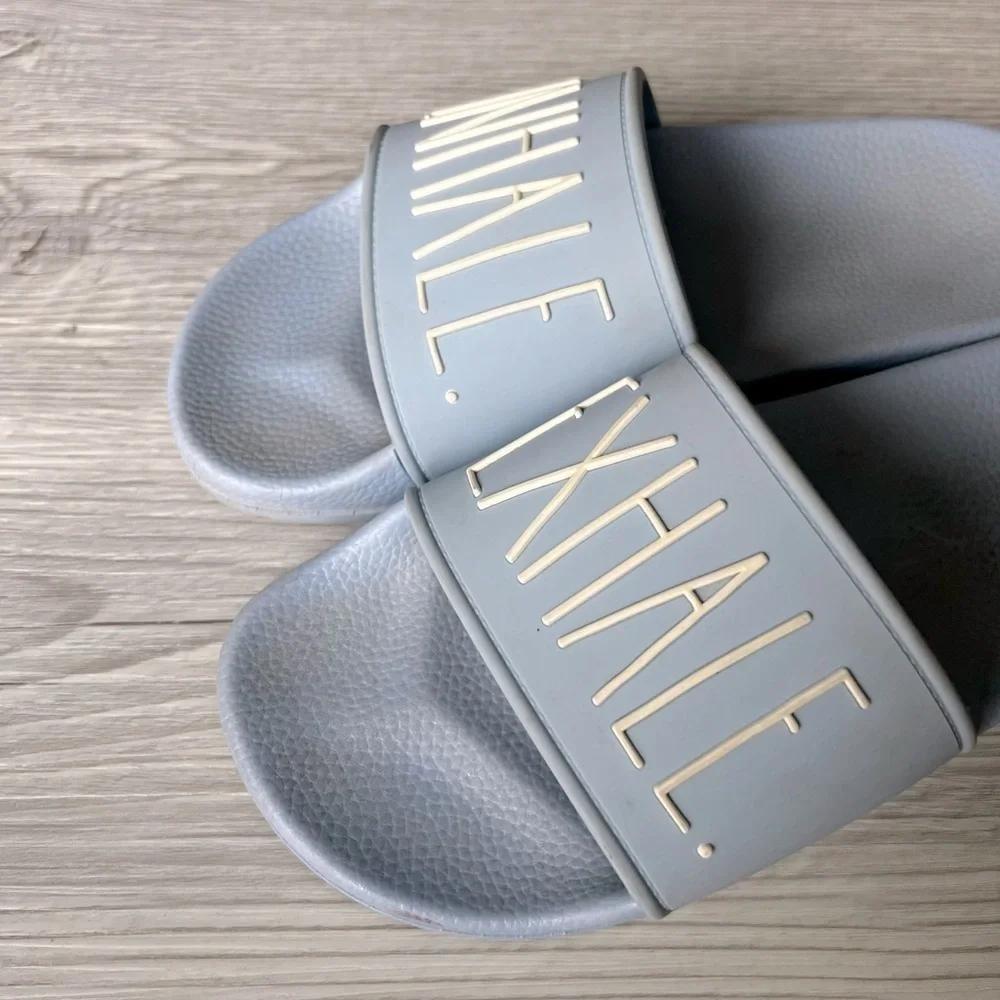 RAE DUNN inhale exhale slide sandals size 7